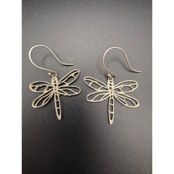 Handmade Jewelry - Silver Dragonfly Earrings, NEW, Handmade, Filigree, Lightweight, 9.25 sterling